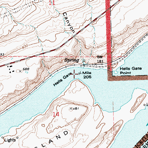 Topographic Map of Hells Gate, WA