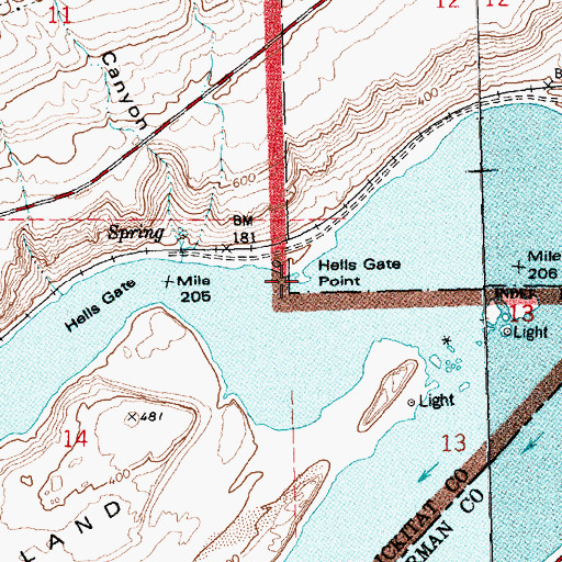 Topographic Map of Hells Gate Point, WA