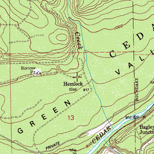 Topographic Map of Hemlock, WA