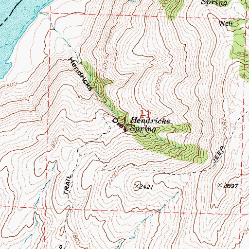 Topographic Map of Hendricks Spring, WA