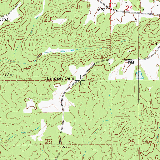 Topographic Map of Lindsey Cemetery, AL