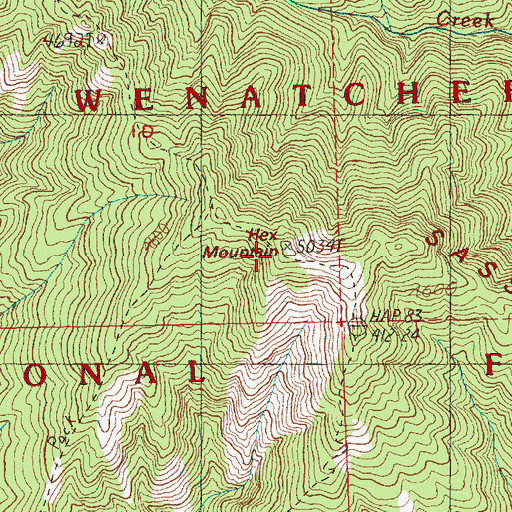 Topographic Map of Hex Mountain, WA