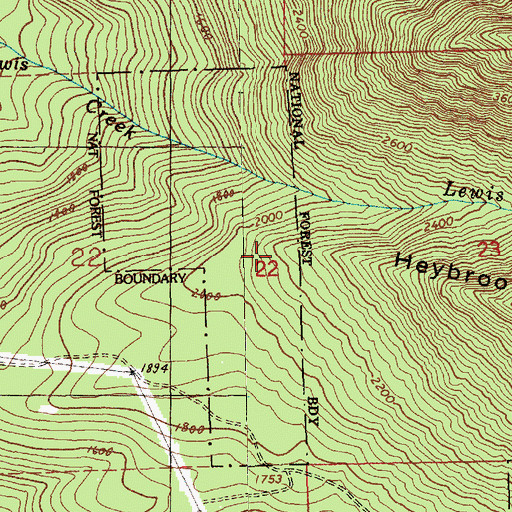 Topographic Map of Heybrook Ridge, WA