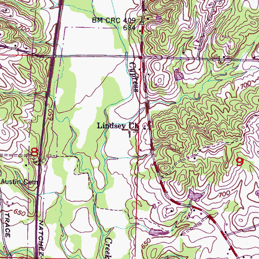 Topographic Map of Lindseys Chapel Freewill Baptist Church of God, AL