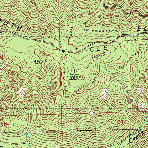 Topographic Map of Hicks Butte Trail, WA
