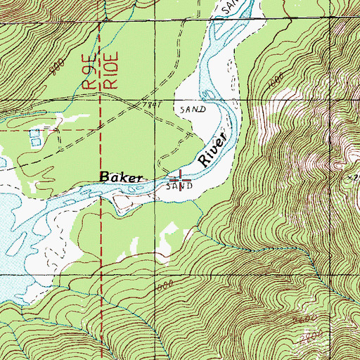 Topographic Map of Hidden Creek, WA