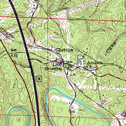 Topographic Map of Linn Crossing, AL