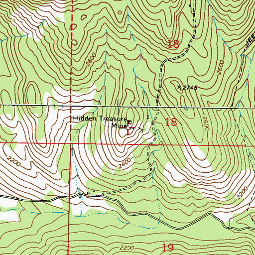 Topographic Map of Hidden Treasure Mine, WA