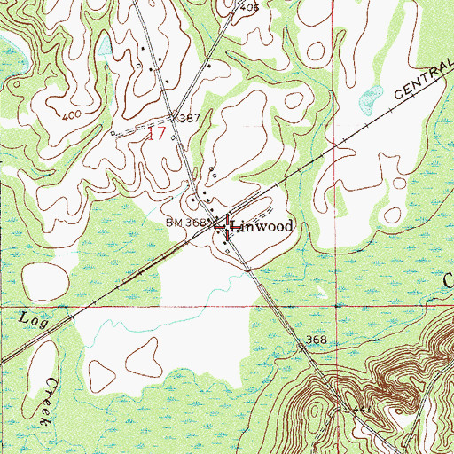 Topographic Map of Linwood, AL