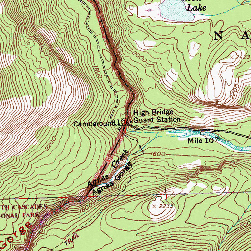 Topographic Map of High Bridge Guard Station, WA