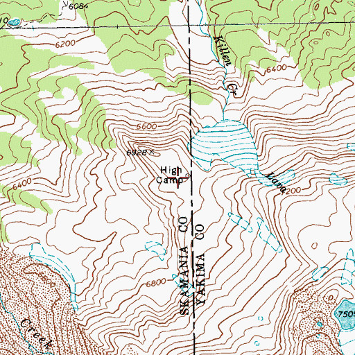 Topographic Map of High Camp, WA