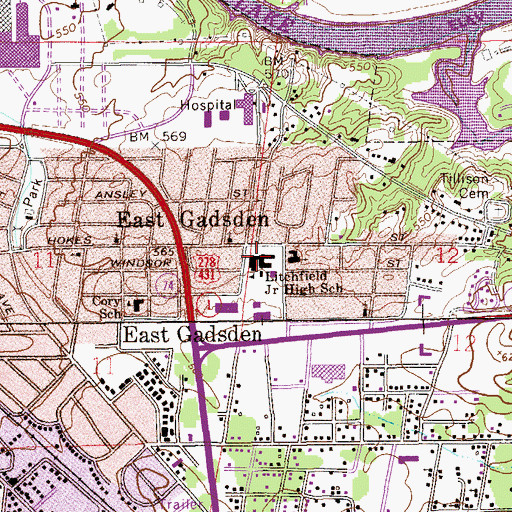 Topographic Map of Litchfield High School (historical), AL