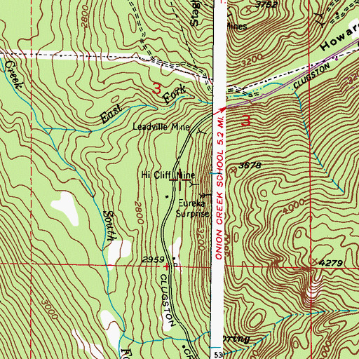 Topographic Map of Hill Cliff Mine, WA