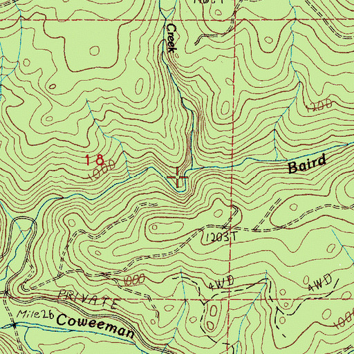 Topographic Map of Hill Creek, WA