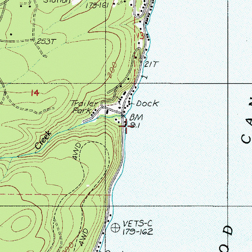Topographic Map of Hill Creek, WA