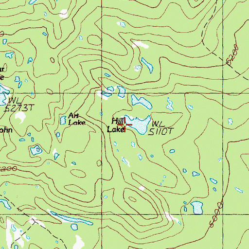 Topographic Map of Hill Lake, WA