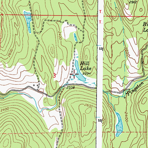 Topographic Map of Hill Lake, WA