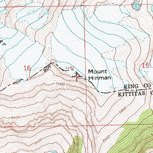 Topographic Map of Mount Hinman, WA