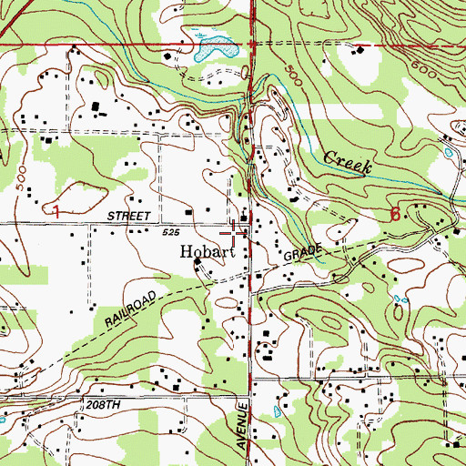 Topographic Map of Hobart, WA