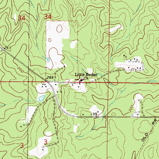 Topographic Map of Little Bethel Baptist Church, AL