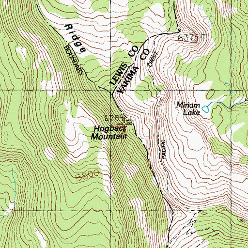 Topographic Map of Hogback Mountain, WA