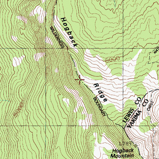 Topographic Map of Hogback Ridge, WA