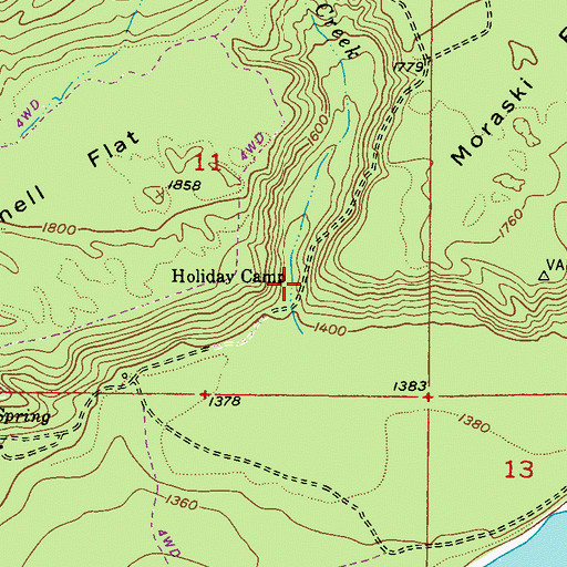 Topographic Map of Holiday Camp, WA