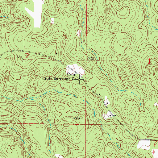 Topographic Map of Little Burrough Church, AL