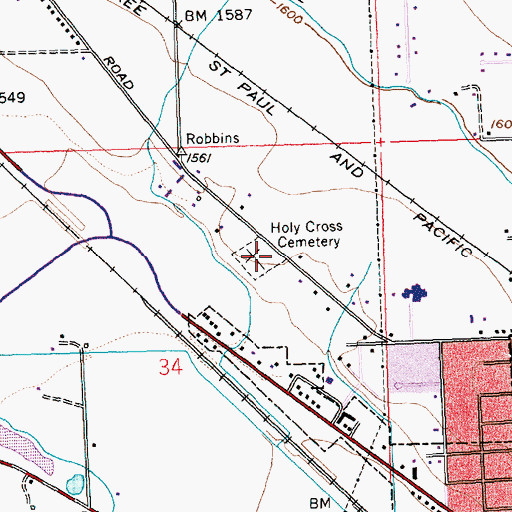 Topographic Map of Holy Cross Cemetery, WA