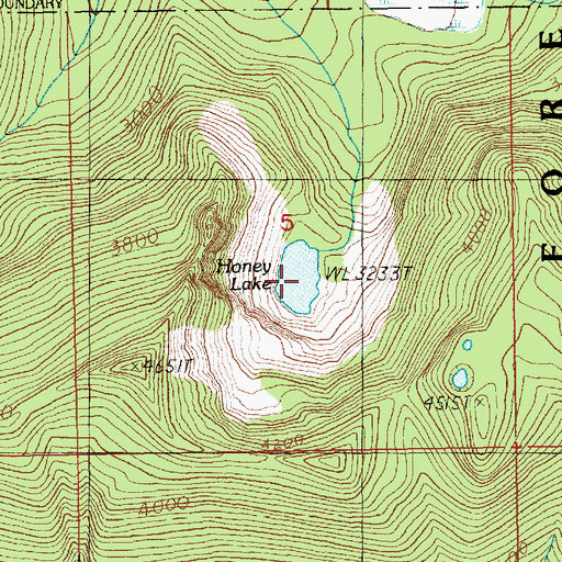 Topographic Map of Honey Lake, WA