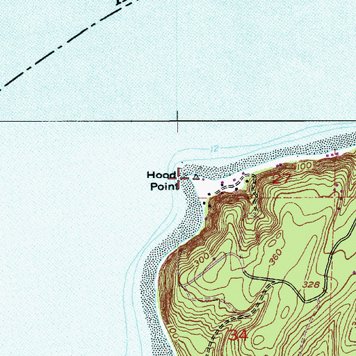 Topographic Map of Hood Point, WA