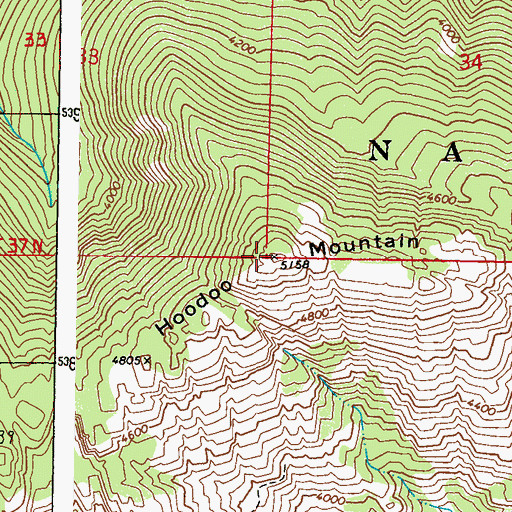 Topographic Map of Hoodoo Mountain, WA