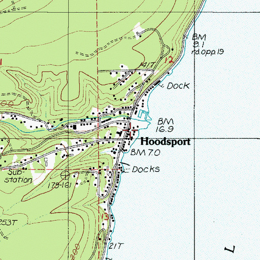Topographic Map of Hoodsport, WA