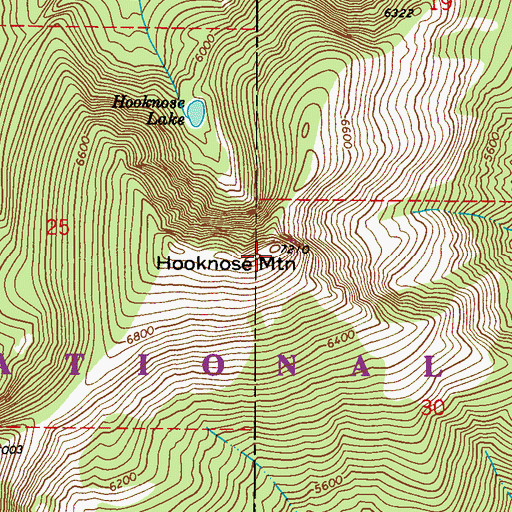 Topographic Map of Hooknose Mountain, WA