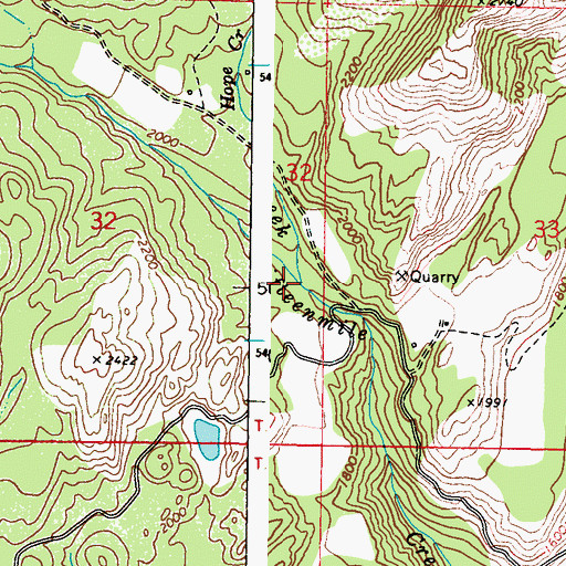 Topographic Map of Hope Creek, WA