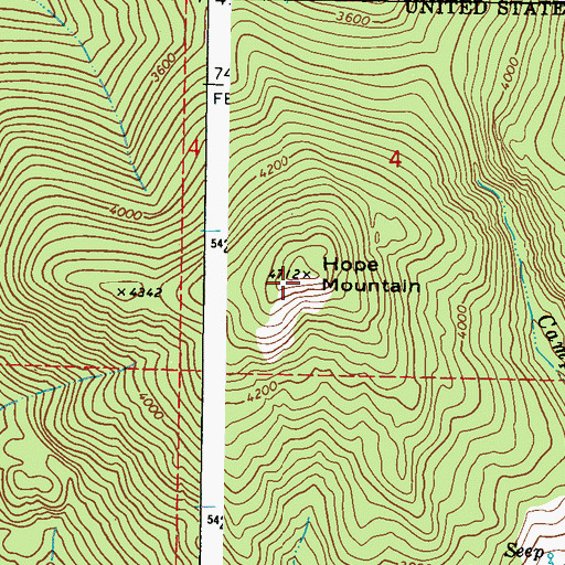 Topographic Map of Hope Mountain, WA