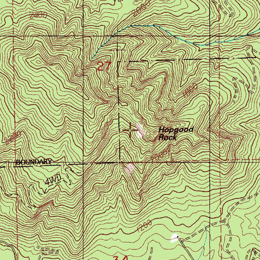 Topographic Map of Hopgood Rock, WA