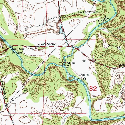 Topographic Map of Little Cypress Creek, AL