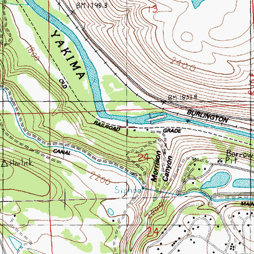 Topographic Map of Horlick, WA