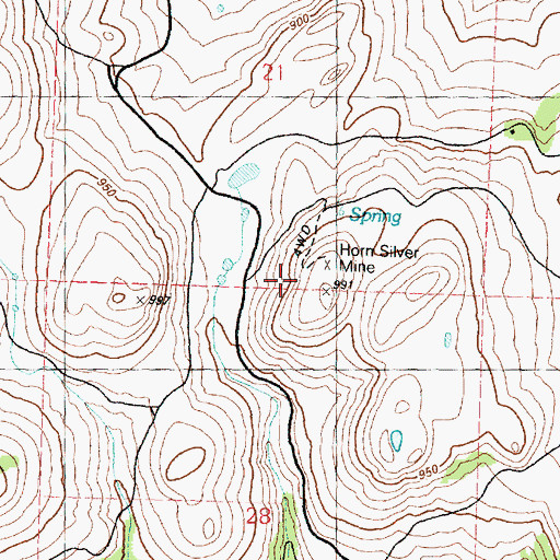 Topographic Map of Horn Silver Mine, WA