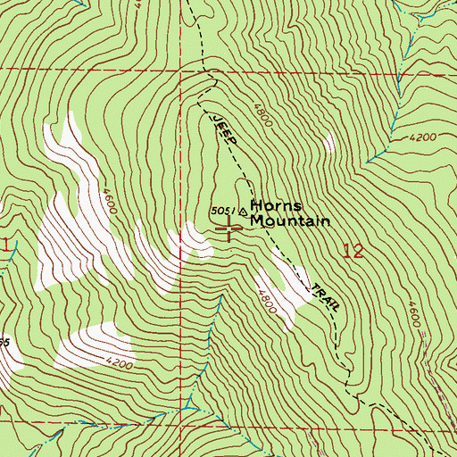 Topographic Map of Horns Mountain, WA