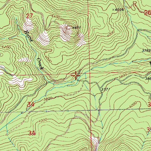 Topographic Map of Horse Creek, WA