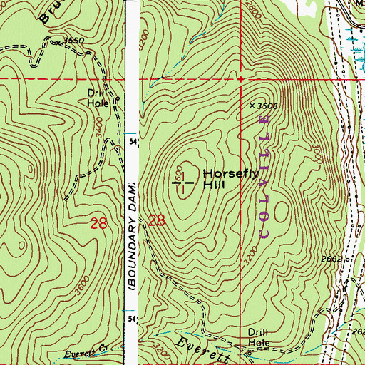 Topographic Map of Horsefly Hill, WA