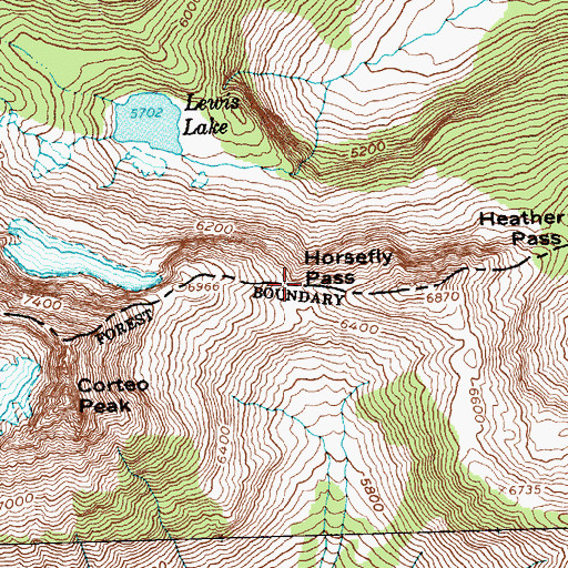 Topographic Map of Horsefly Pass, WA