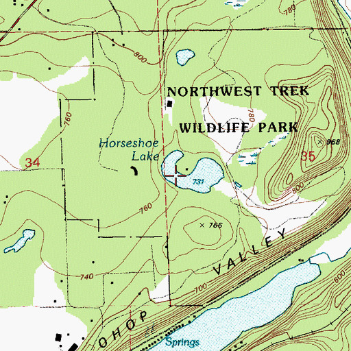 Topographic Map of Horseshoe Lake, WA