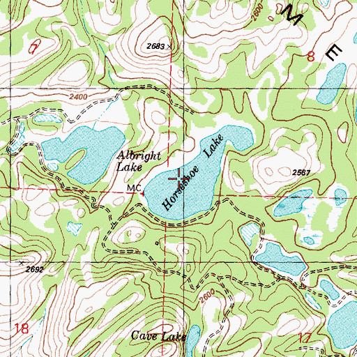 Topographic Map of Horseshoe Lake, WA