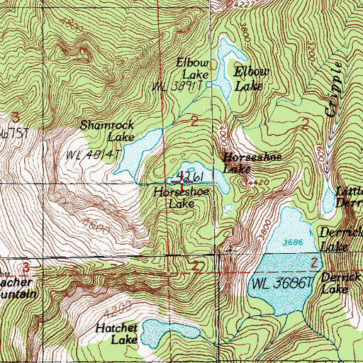 Topographic Map of Horseshoe Lake, WA