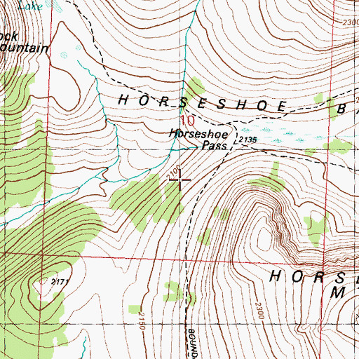 Topographic Map of Horseshoe Pass, WA
