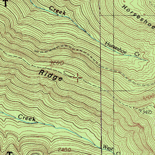 Topographic Map of Horseshoe Ridge Trail, WA