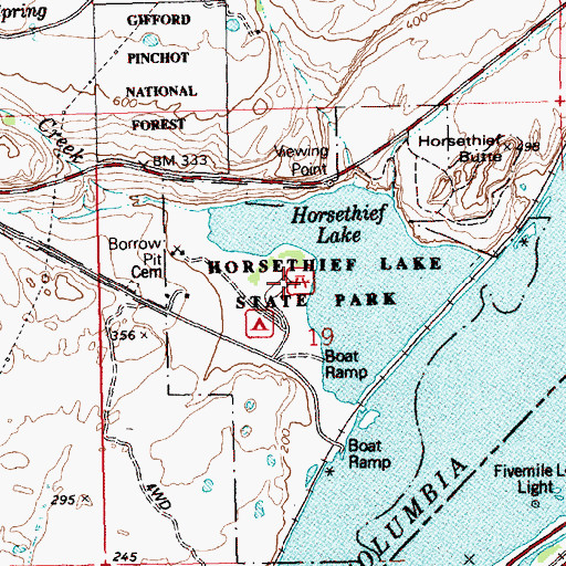Topographic Map of Horsethief Lake State Park, WA
